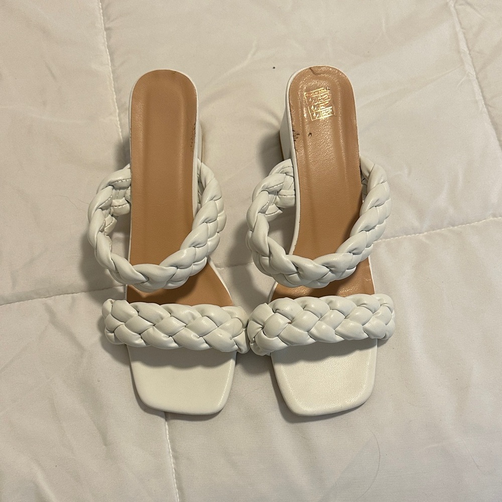 SHEIN White Braided Heeled Sandals